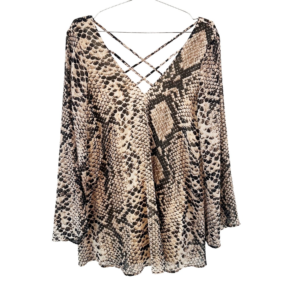 SHOW ME YOUR MUMU Python Print Joni Flow Mini Dress • Small • black tan • boho‎